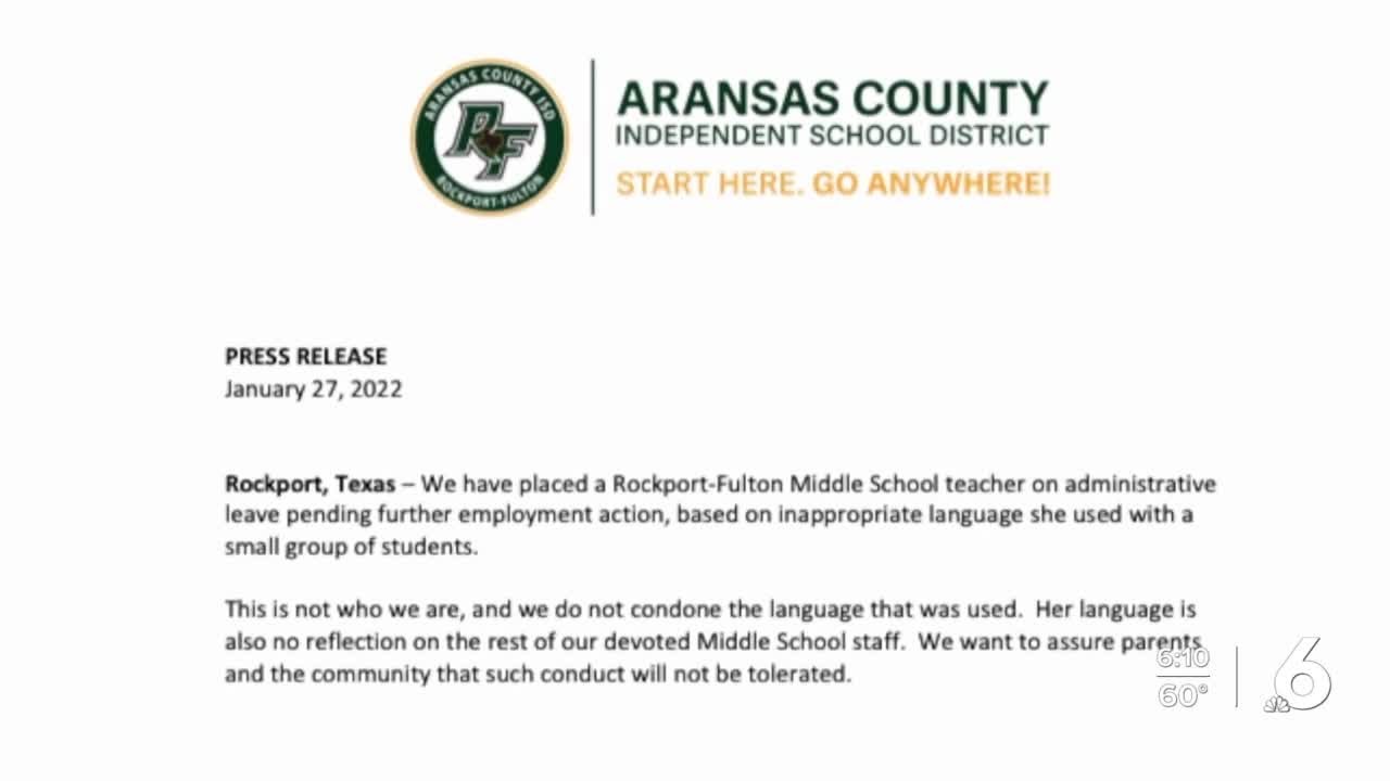 Rockport-Fulton teacher on leave after being accused of using racial slurs, inappropriate language