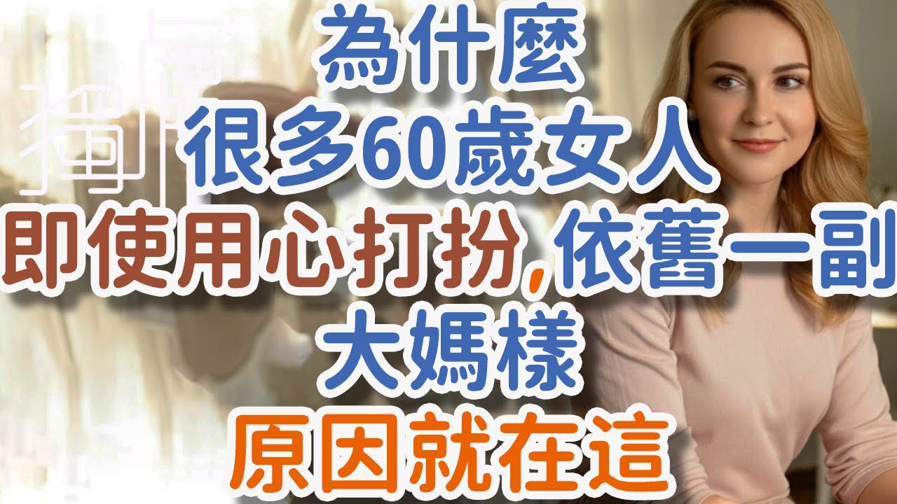 為什麼很多60歲女人，即使用心打扮，依舊一副大媽樣？原因就在這 #60歲女人 #打扮 # 大媽樣 #心態 #髮型 #面料#版型 #服裝#細節!       獨處Alone