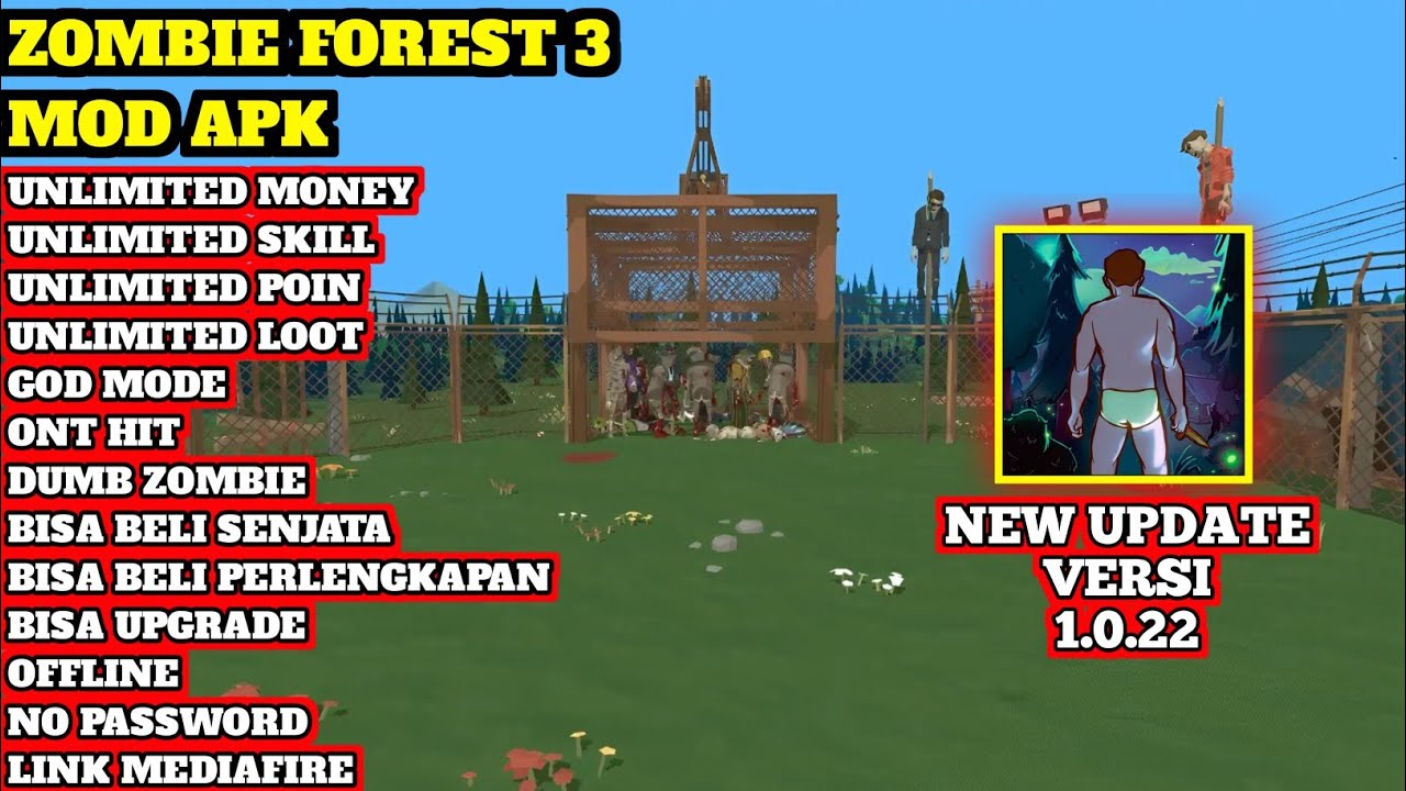 Zombie forest 3 mod apk terbaru versi 1.0.22 new update mod menu apk