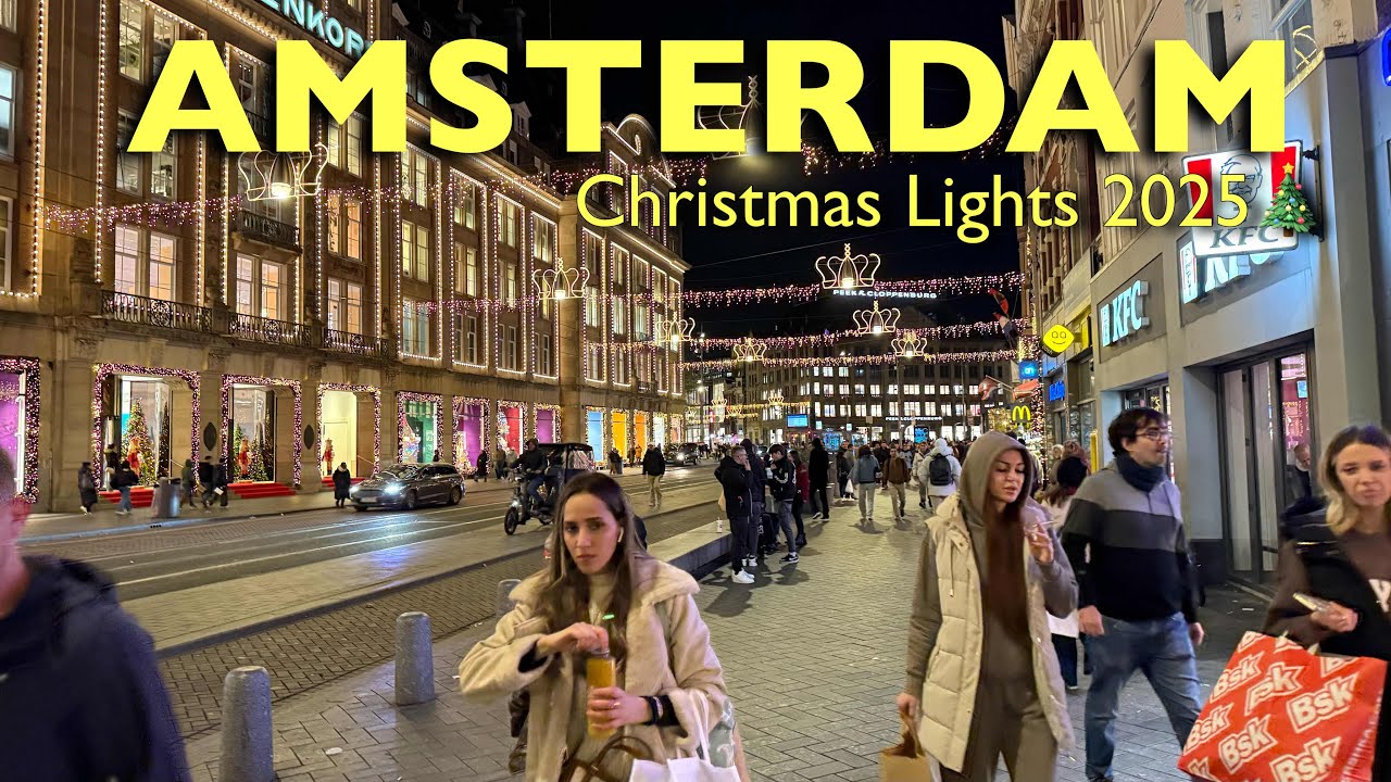Amsterdam, Netherlands Christmas Lights 2025 | Damrak, Rokin Street & More (4K)