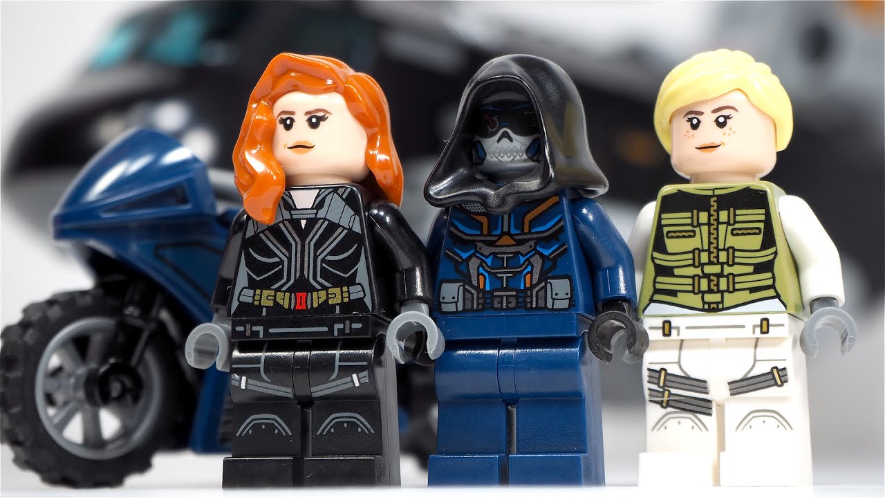 LEGO Black Widow's Helicopter Chase Stop Motion Build Review Lego Set 76162