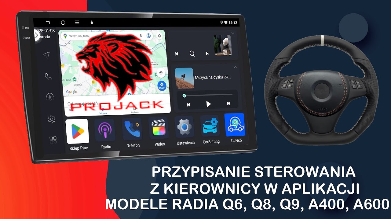 PRZYPISANIE STEROWANIA Z GUZIKÓW NA KIEROWNICY RADIO ANDROID PROJACK Q6 Q8 Q9 A18 A400 A600