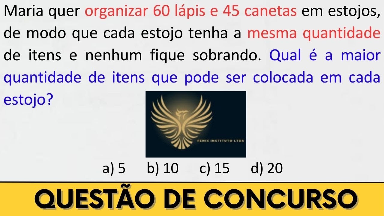 Aprendendo a resolver MDC no concurso da Banca Instituto Fênix