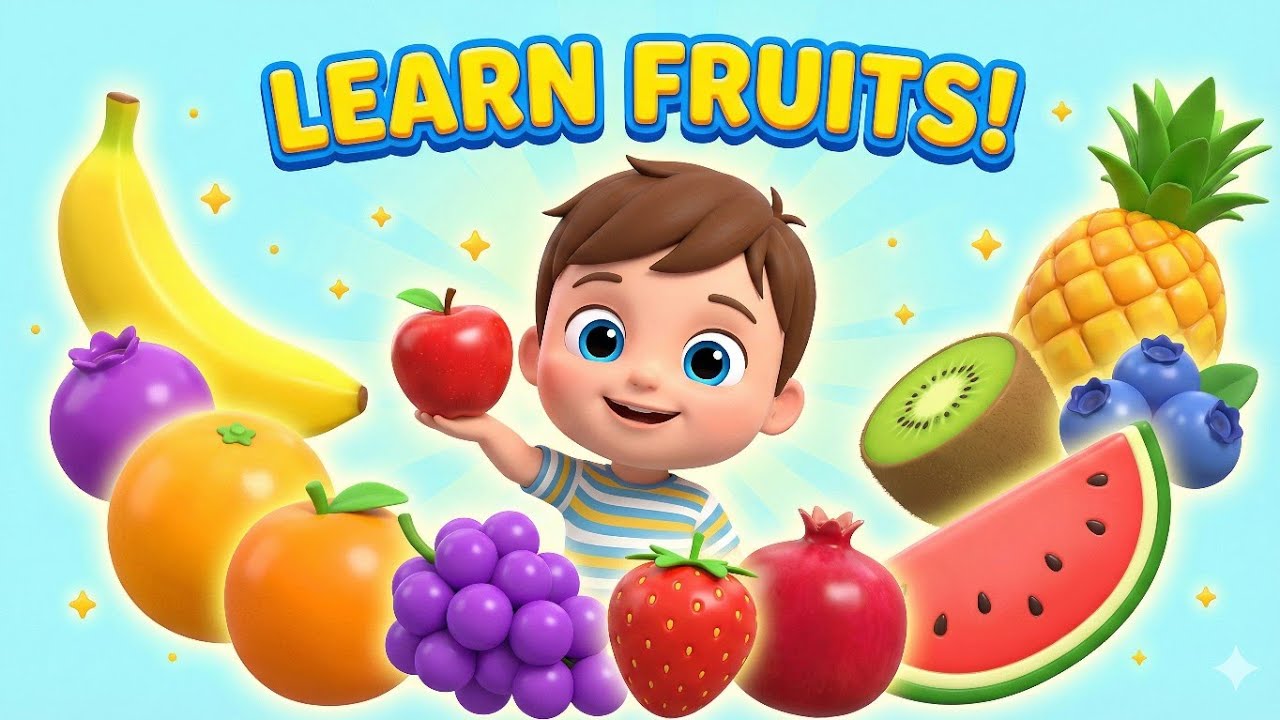 Learn Fruits for Kids 🍎🍌 Cute Fruit Song with Animation | Preschool & Toddlers Learning 