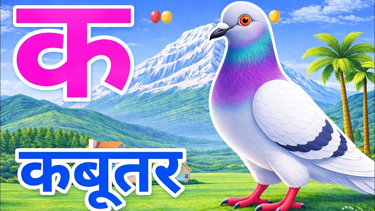 क से कबूतर, अ से अनार a se anaar k se kabutar I Hindi varnmala I ABCD क से कबूतर अ से अनार kids song