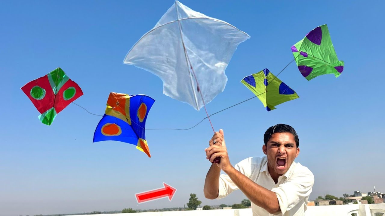 Big Plasticbag Flying With Catch Village Boys Colorful Kite
