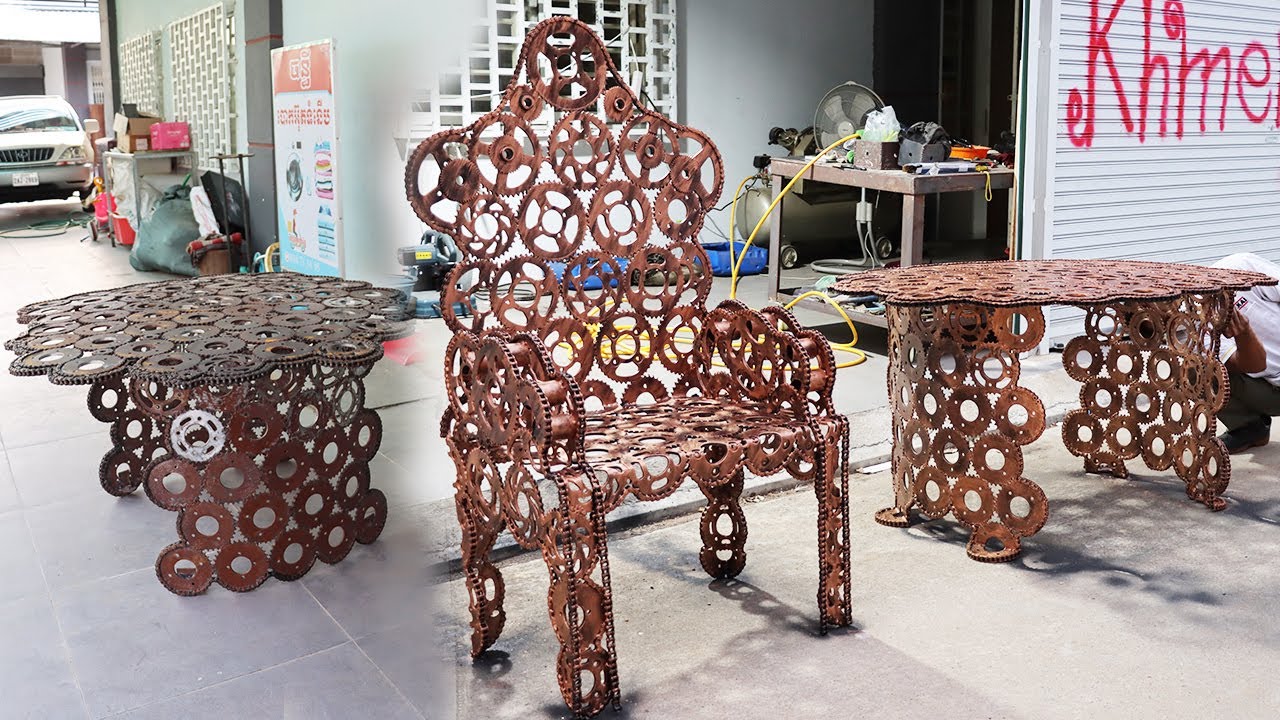 Incredible Metal Artwork, Metal Chair & Table Painting | Khmer DIY