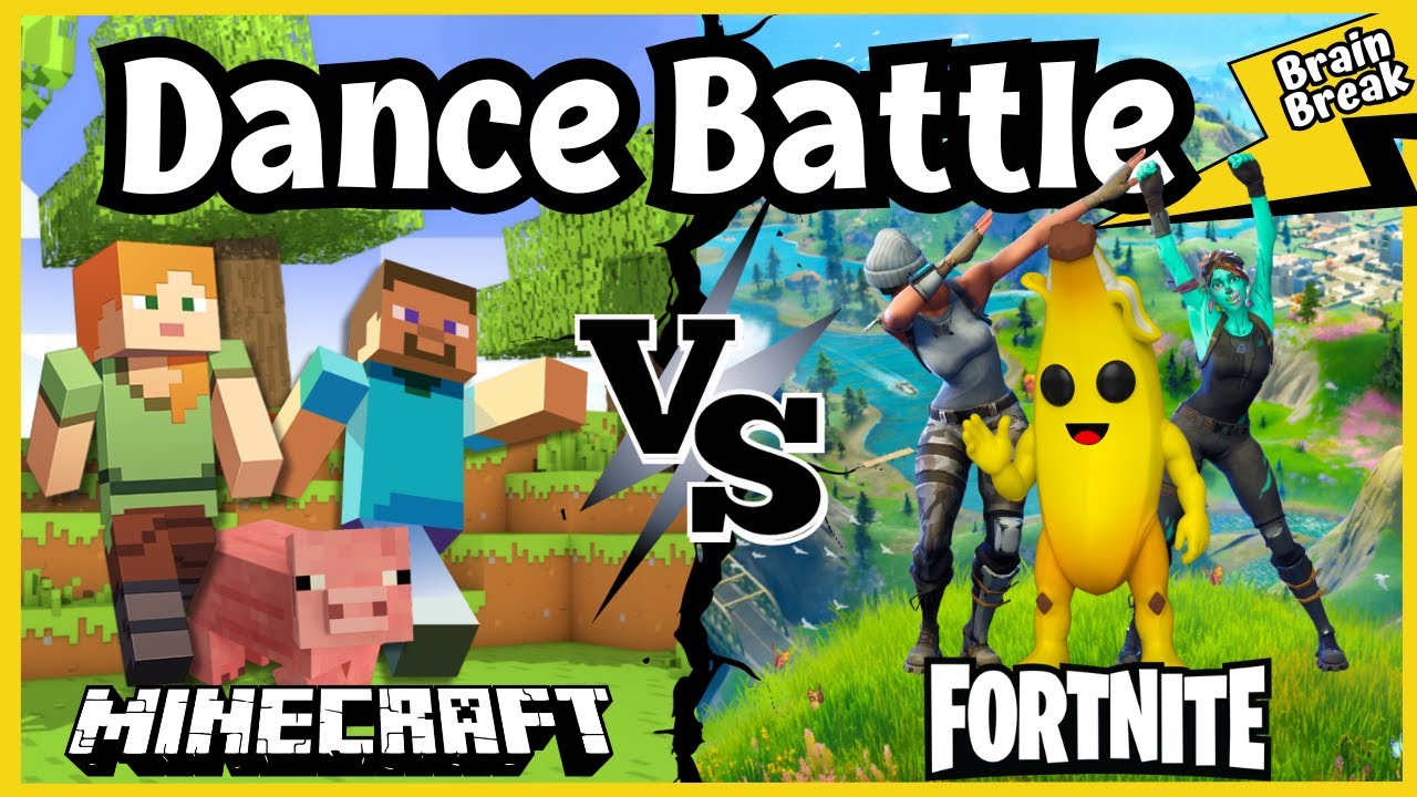 Minecraft VS Fortnite Brain Break | Minecraft Brain Break | Just Dance | Dance Battle Brain Break