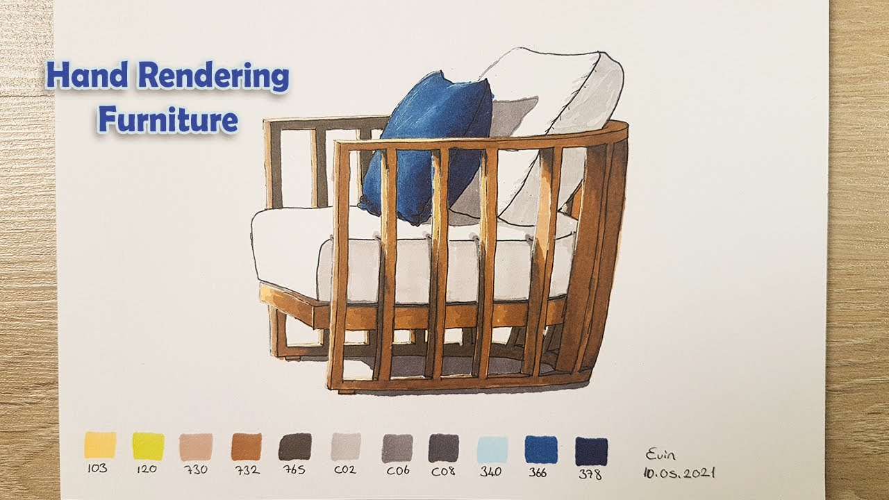 HAND RENDERING FURNITURE USING MARKERS📏🛋 //Tutorial //Furniture Design /Part 01