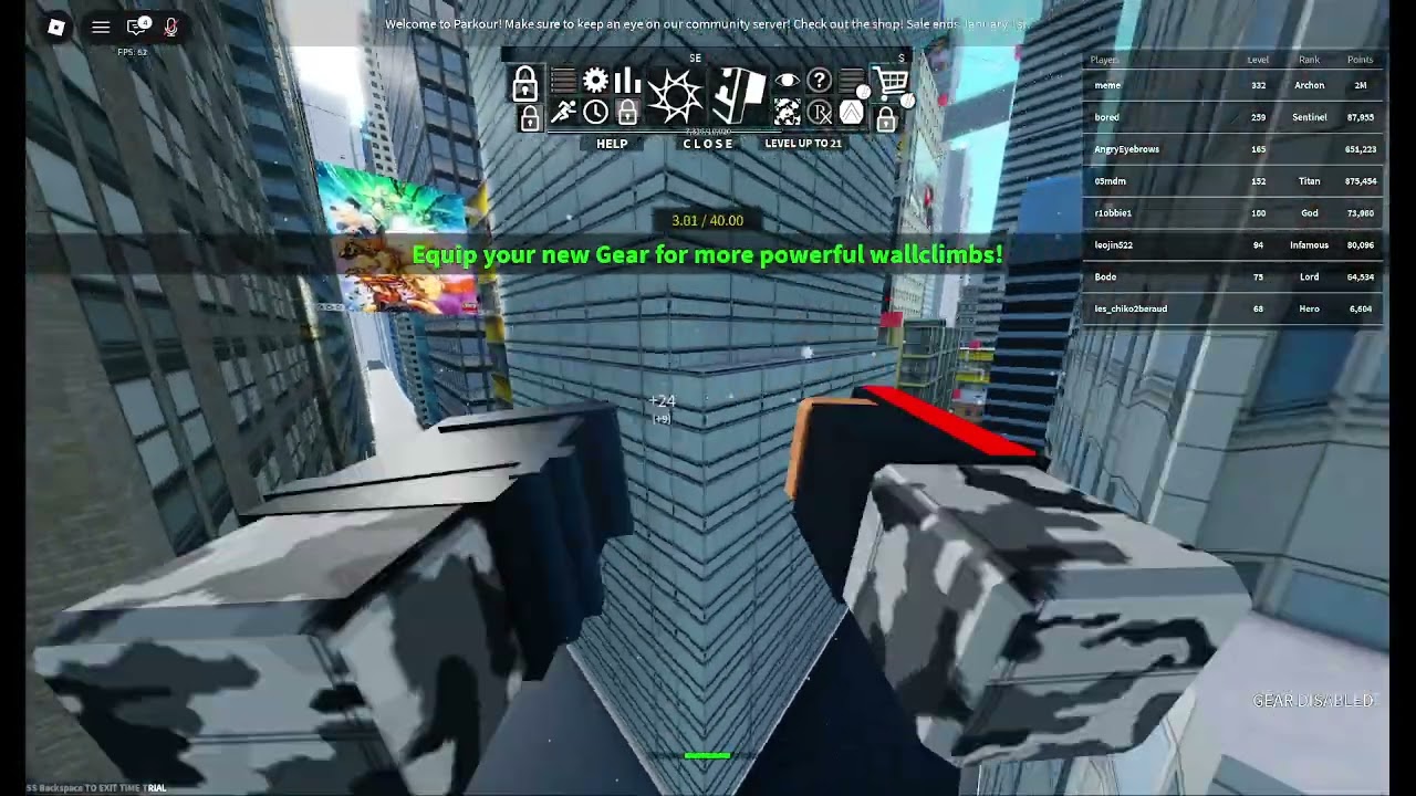 Roblox parkour