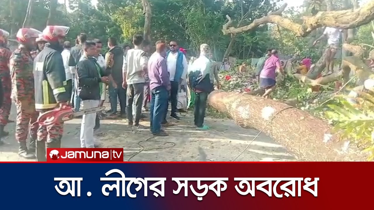 Faridpur-Gopalpur highway blocked by falling trees, traffic stopped | Country Road Block | Jamuna TV