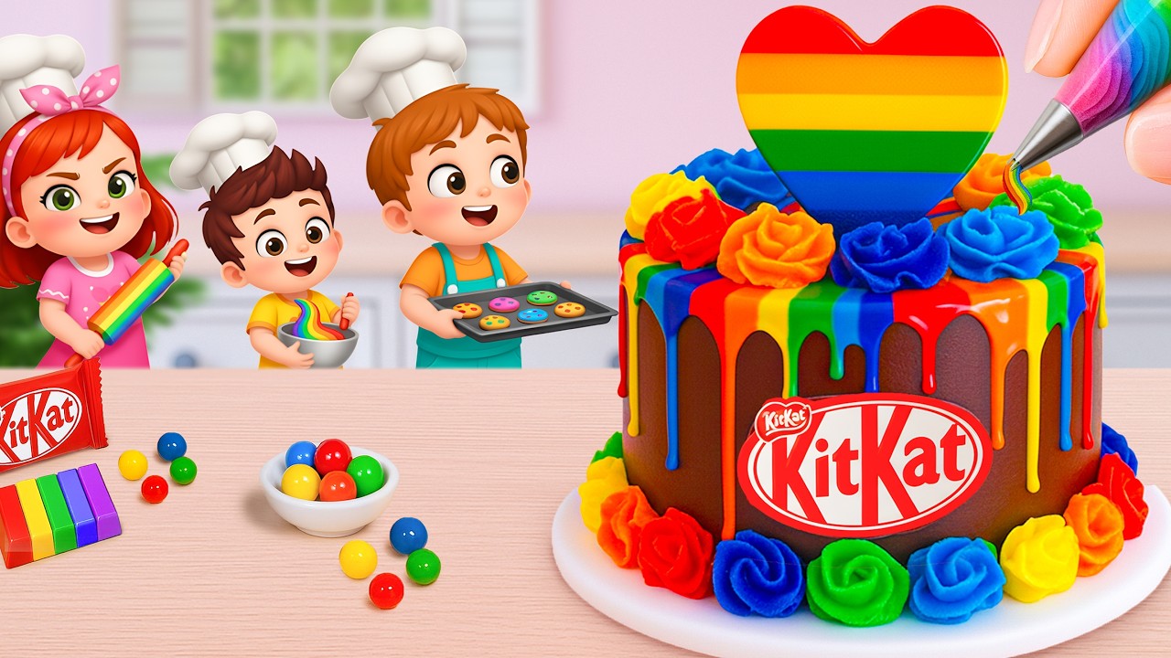 Miniature Rainbow Cake Decorating 🌈 Making Amazing Mini Rainbow KitKat Cake Recipe 💕 Yummy Teeny