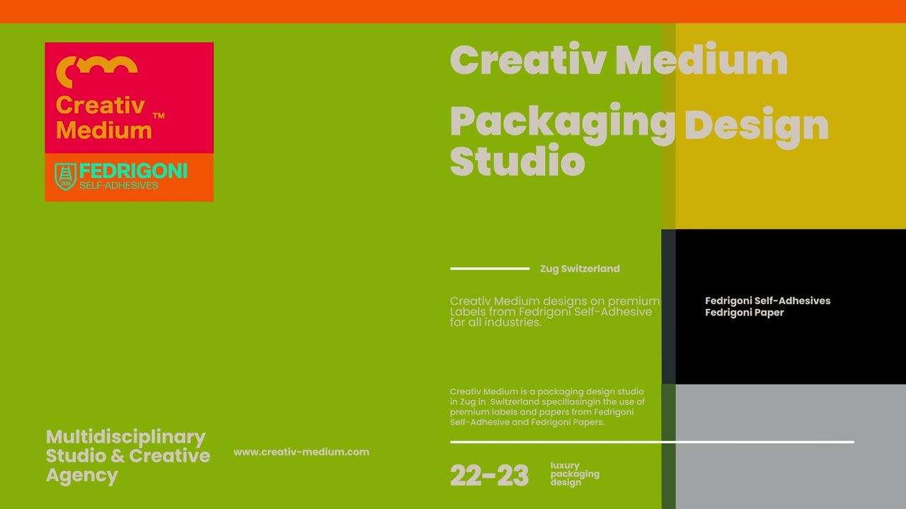 Creativ Medium : Designs Packaging on materials from Fedrigoni Self-Adhesives and Fedrigoni Papers