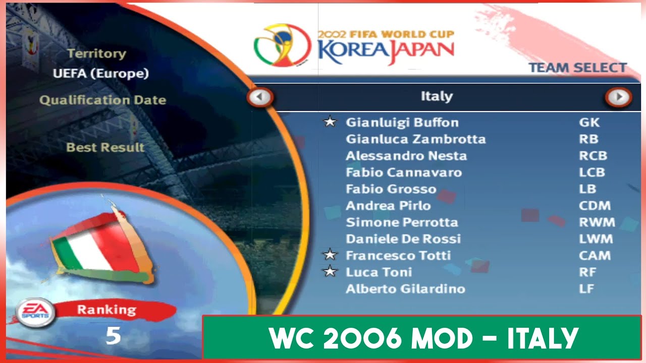 [PC] | 2006 WORLD CUP MOD FOR WC 2002 | ITALY LONGPLAY