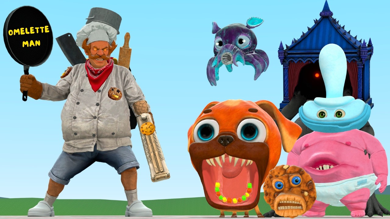 NEW ANGRY OMELETTEMAN PHASE 2 VS ALL DARK PALS THE 1ST FLOOR MONSTERS In Garry's Mod