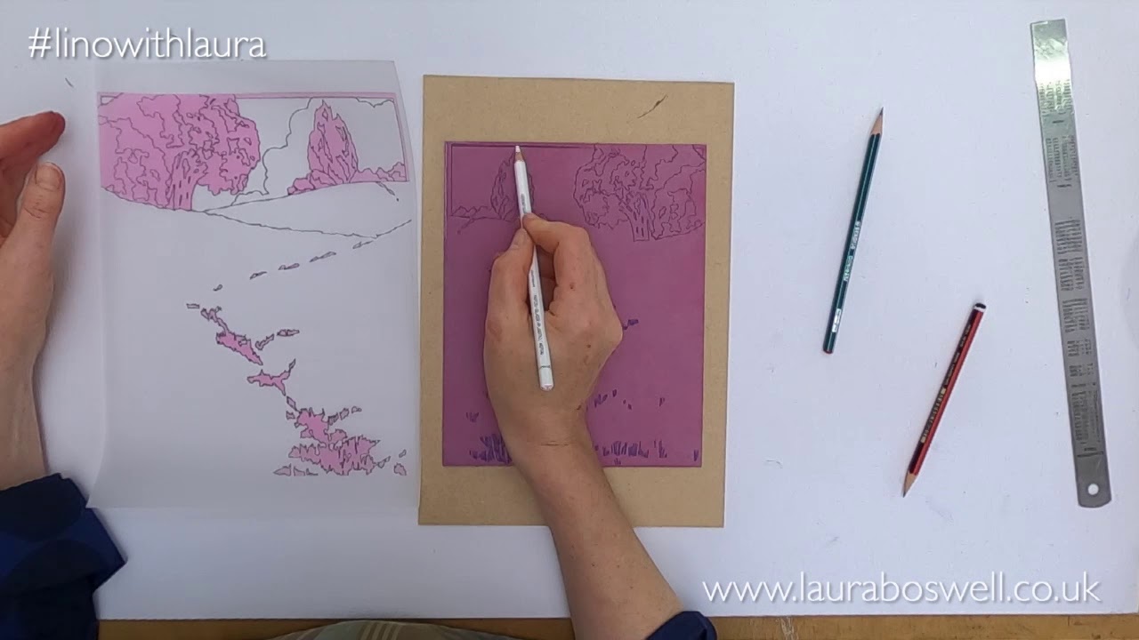 Multi block Lino Print with Laura: Episode 10 - Transfering the design onto blocks