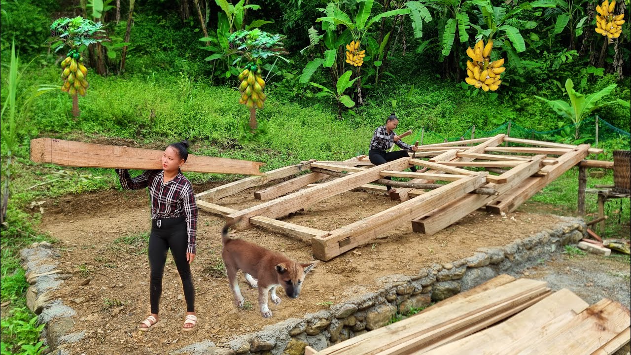 Путешествие по строительству прочного деревянного дома в лесу, в одиночестве, в дикой местности