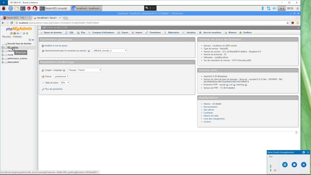 Gestion d'une base de donnée avec Node-RED sur Raspberry Pi .