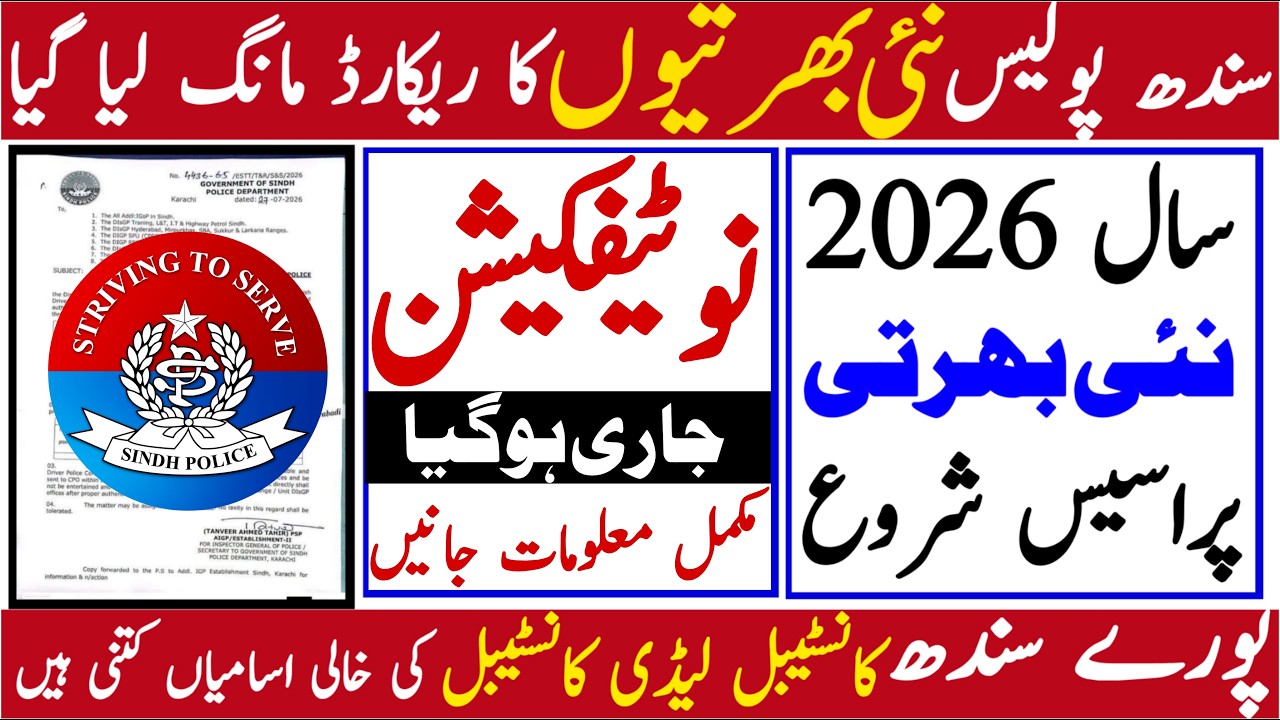 Sindh Police Constable Lady Constable Upcoming Jobs 2026 New Update | Technical Job Info 1.0