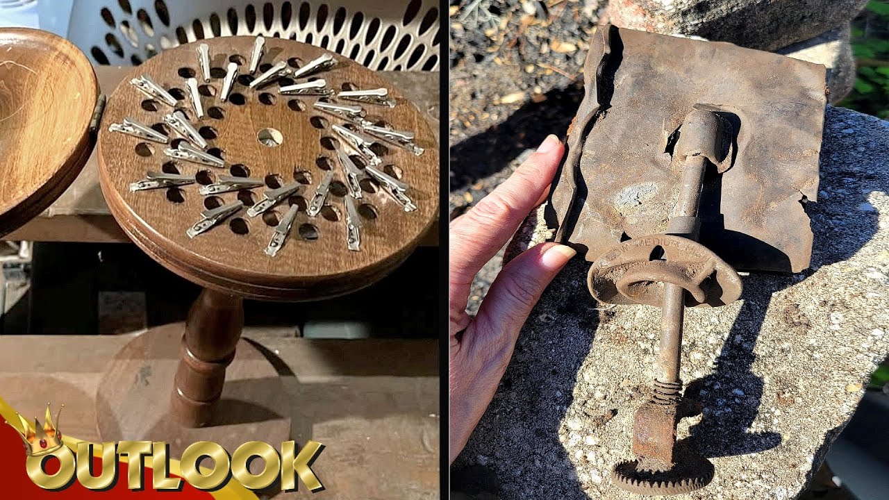 What Is This MYSTERIOUS Wooden Stand With Holes And Clips And This Rusty Metal Object Found Buried?