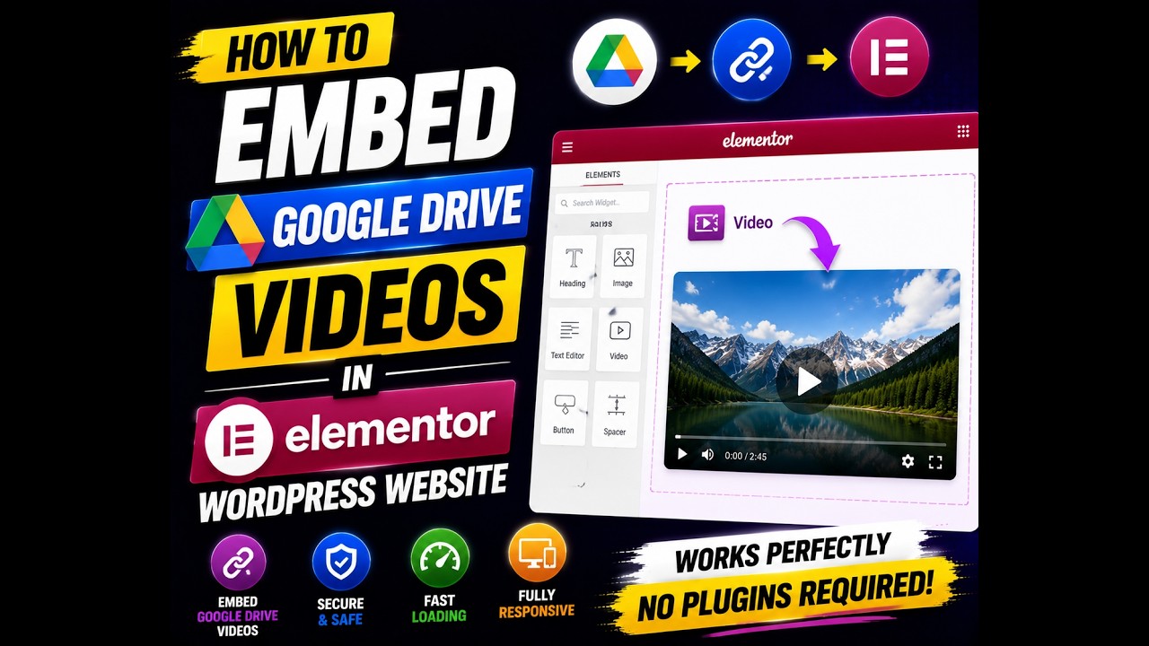 How to embed google drive videos in elementor wordpress website