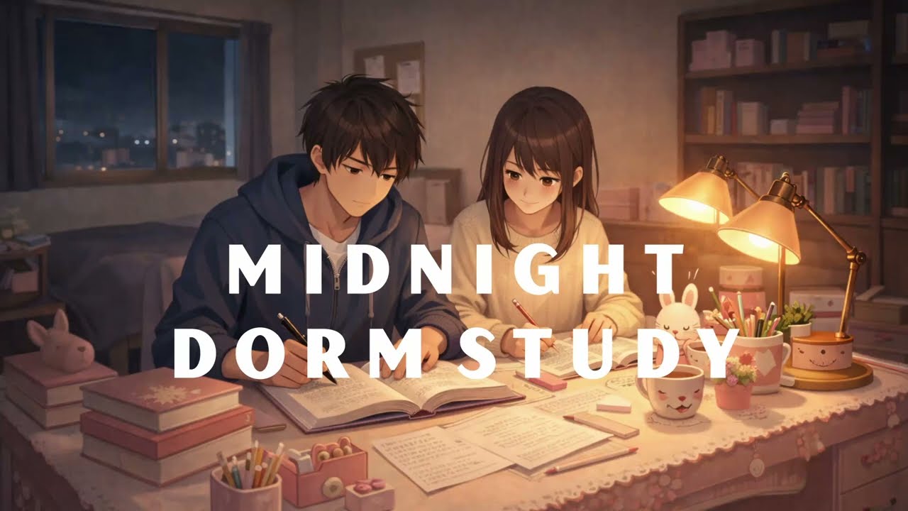 Midnight Dorm Study 📖 | Calm Focus Music for Late-Night Studying (1 Hour) | Midnight Desk