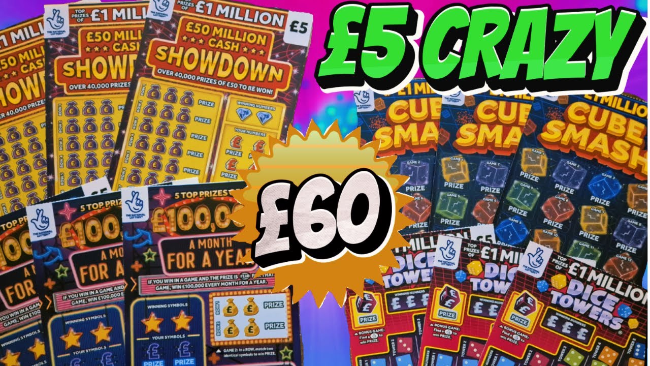 CRAZY £5 SCRATCH CARD MIX £60 WORTH - THREE TAPPING