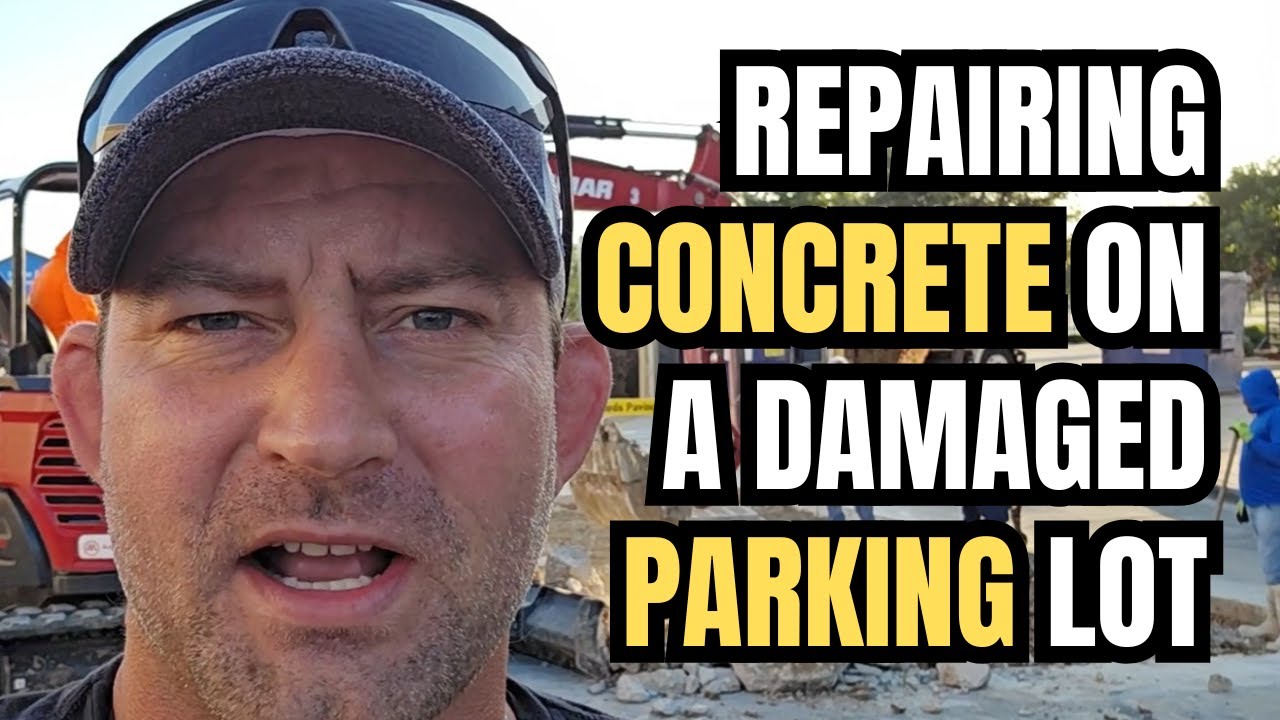 How To Repair Concrete At A Damaged Parking Lot - concrete removal, laying rebar, concrete pouring. 