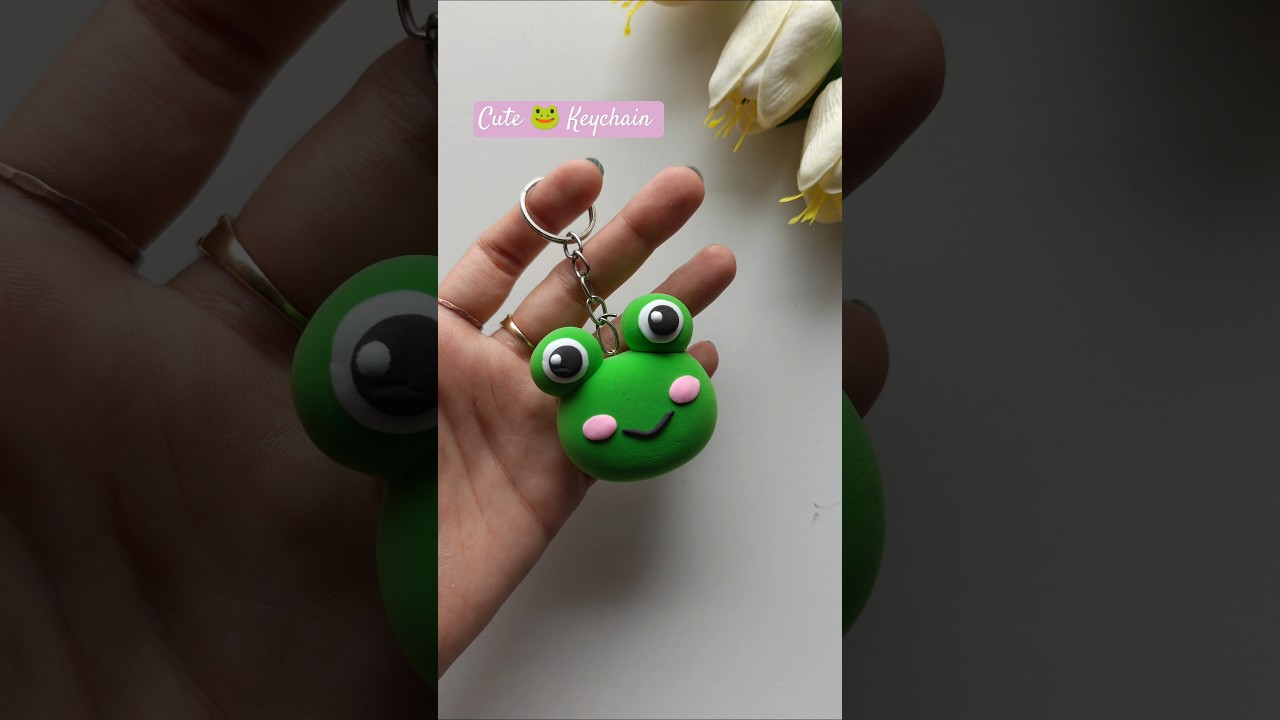 Make CUTE & EASY FROGY Keychain with Air dry clay!