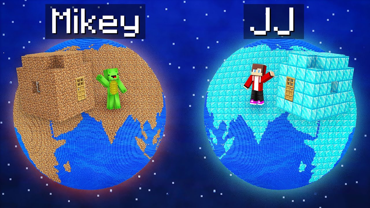 Mikey Poor vs JJ Rich Planet Survival Battle in Minecraft (Maizen)