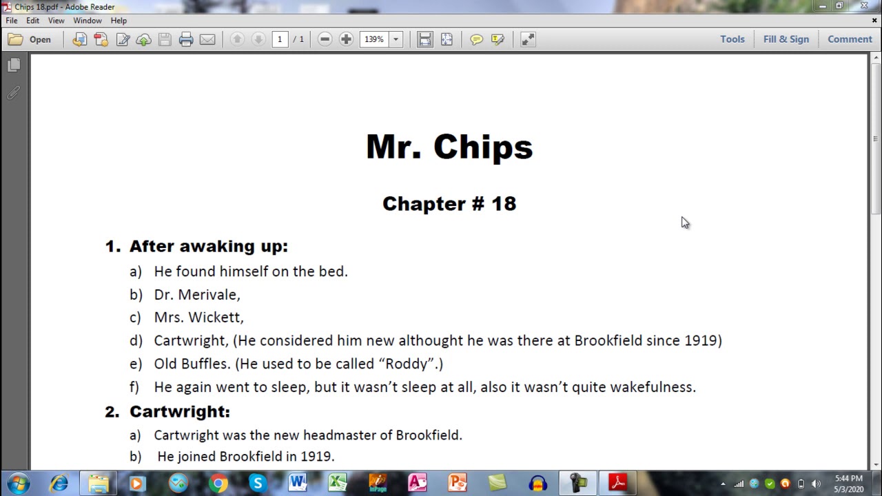 English | 2nd Year | Mr. Chips | Ch#18