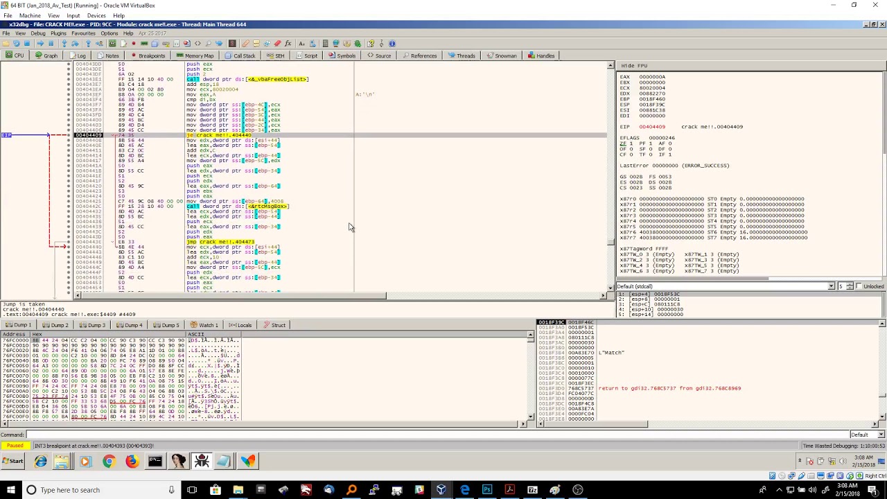 Solving a crackme with Run to User Code in X32Dbg