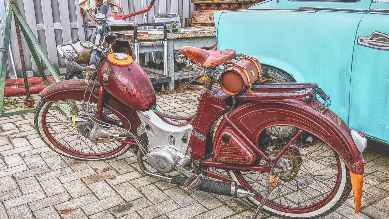 Simson SR2 Motor starten und Auspuffgase anbrennen ,oder auch nicht ;-)