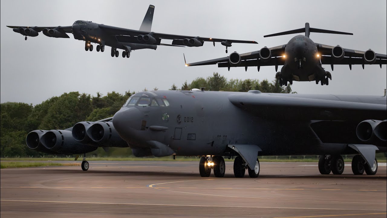 B52H strategic bomber and RAF action at RAF Fairford & RAF Brize Norton 