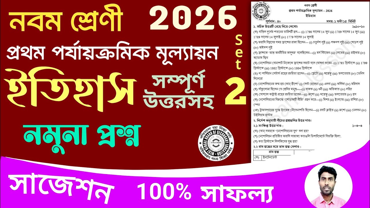 class 9 1st unit test history question paper 2026 | class 9 history 1st unit test suggestion 2026