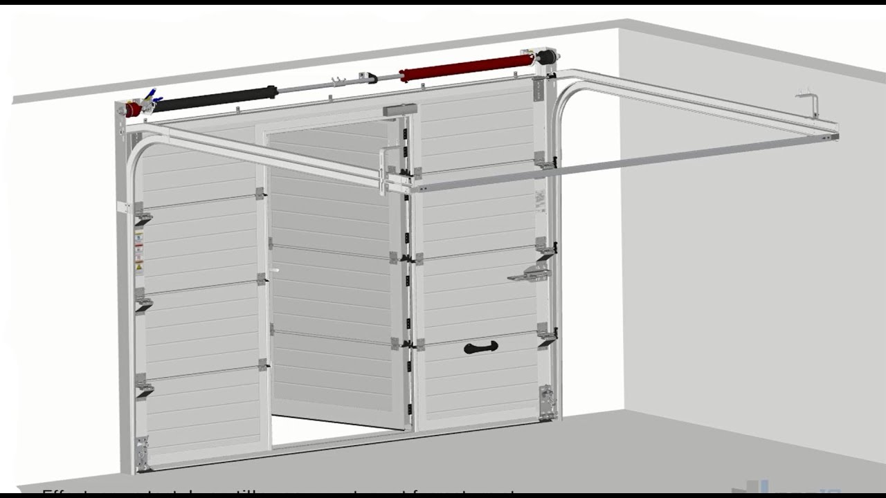 Montage porte sectionnelle avec portillon