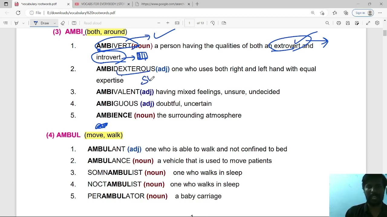 VOCABS FOR EVERYBODY - ROOT WORDS PART -3 | ENGLISH SESSION FOR BANK EXAMS & SSC MTS | MR. ABITH