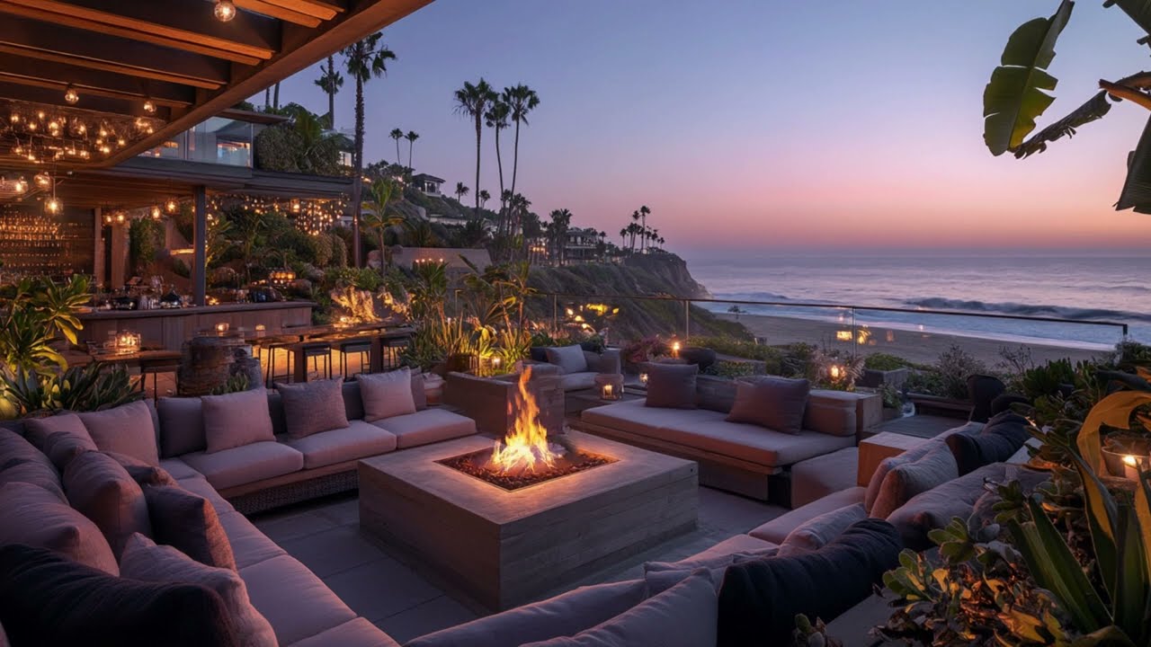 Sunset Jazz at Carmel Beach | Cozy Oceanfront Lounge with Fire Pit & Smooth Jazz 🌊🎷