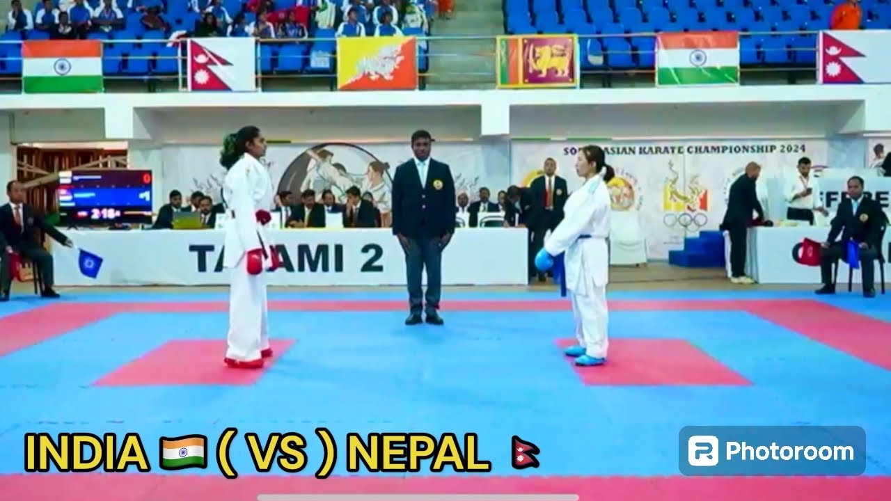 INDIA 🇮🇳 🔴 ( VS ) NEPAL🇳🇵🔵 | FEMALE FINAL MATCH | 8TH SOUTH ASIAN KARATE CHAMPIONSHIP BHUTAN 🇧🇹 2024