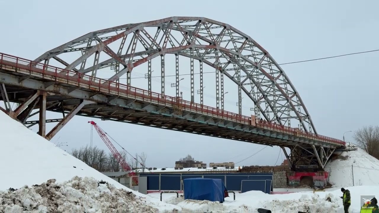 Строительство нового Рогачёвского моста через канал имени Москвы в городе Дмитров