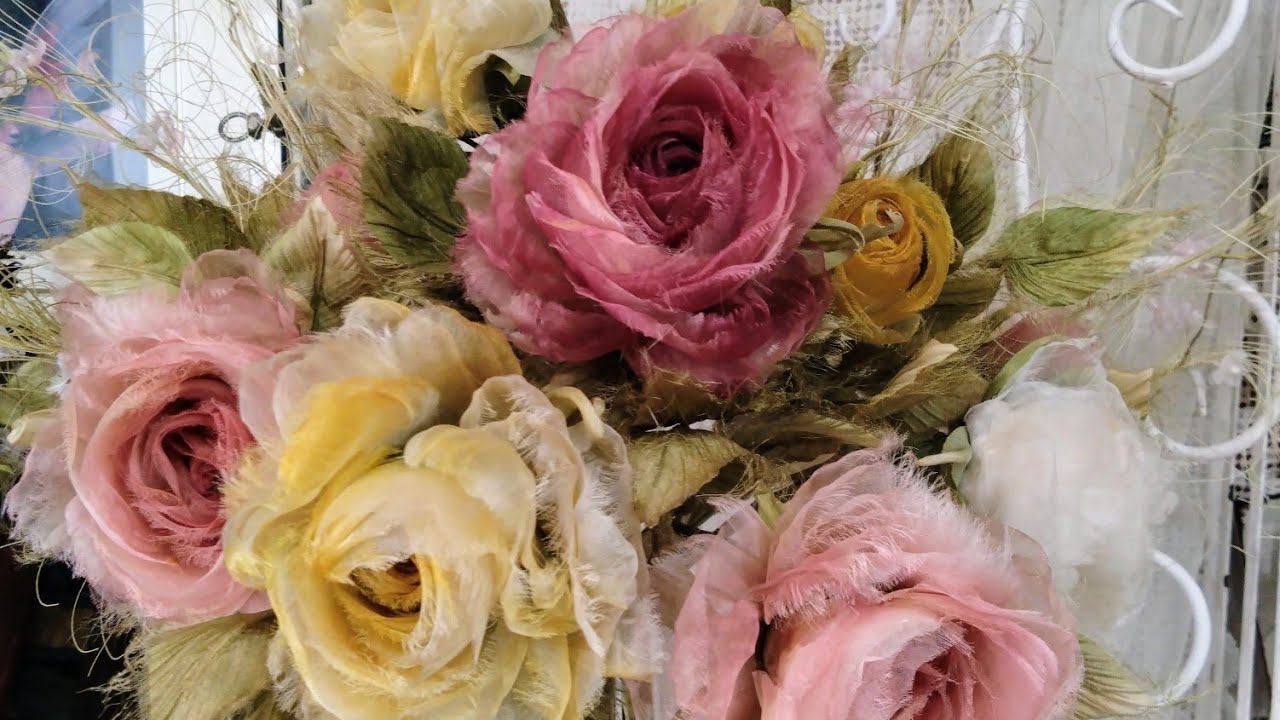 【シルクの薔薇　Rose】シルクオーガンジーでふわふわの大輪の薔薇を作ります!The Roses bloomed with silk organdy