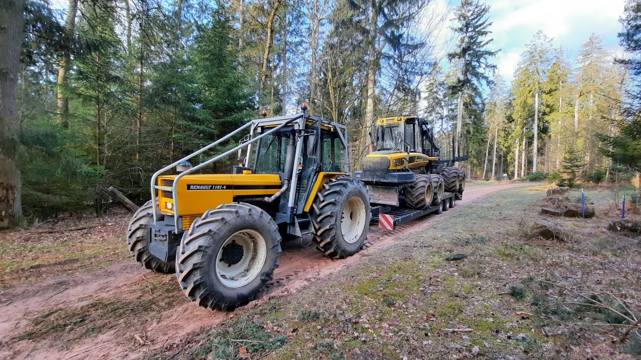 Renault 1151-4 au Transport avec Porte engin DYNA TREK 32t & Porteur Forestier PONSSE💪PURE SOUND..