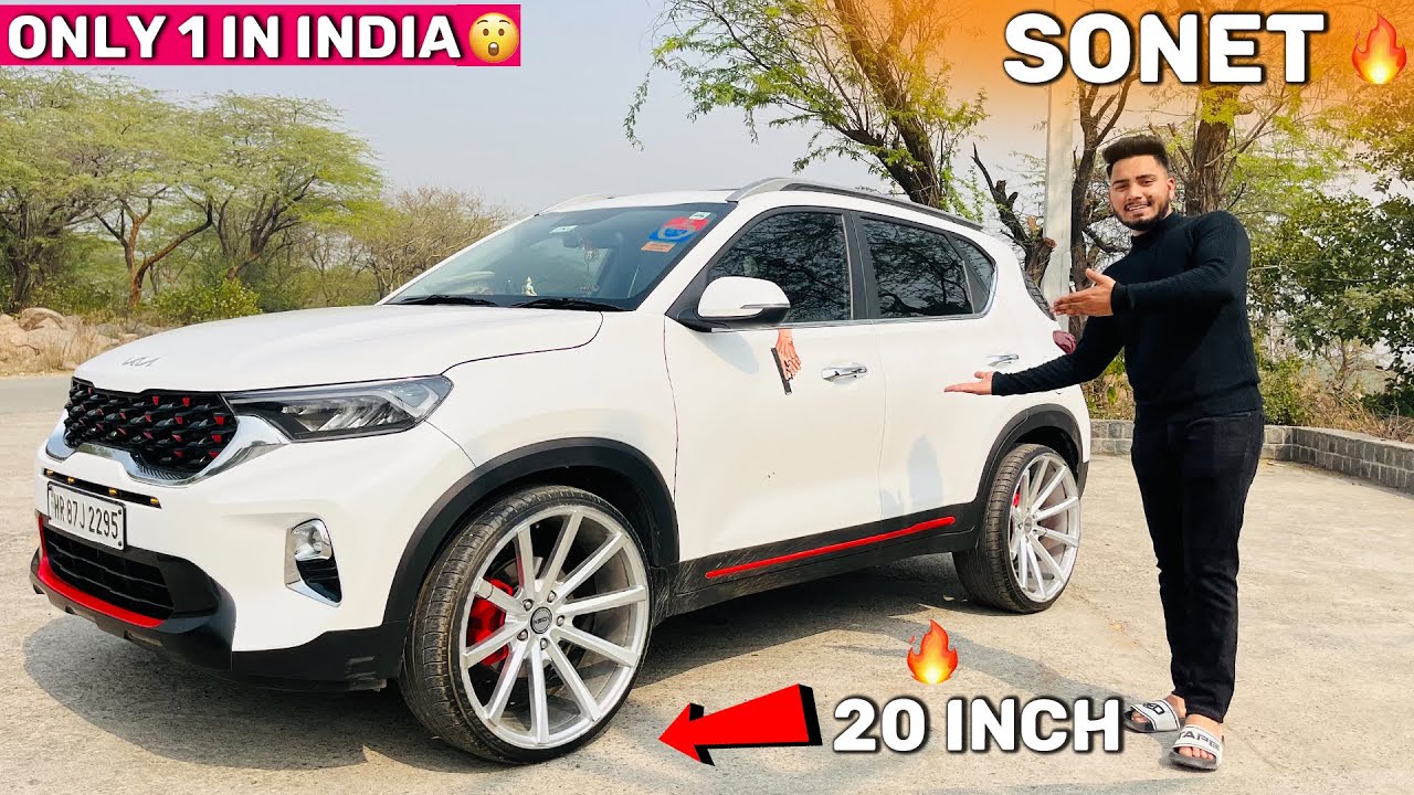 13 Lakh 😱KIA Sonet में लगवा दिए इतने बड़े Alloy Wheels 22 inch🔥 Ya 20 inch  Sonet Full Modified