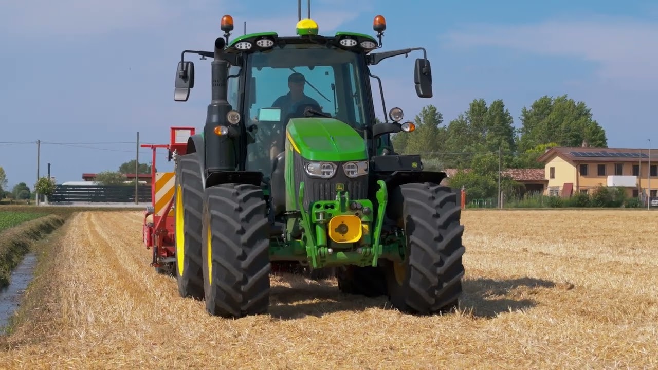 Semina soia secondo raccolto su paglia con John Deere 6R 120 e Maschio Gaspardo Regina