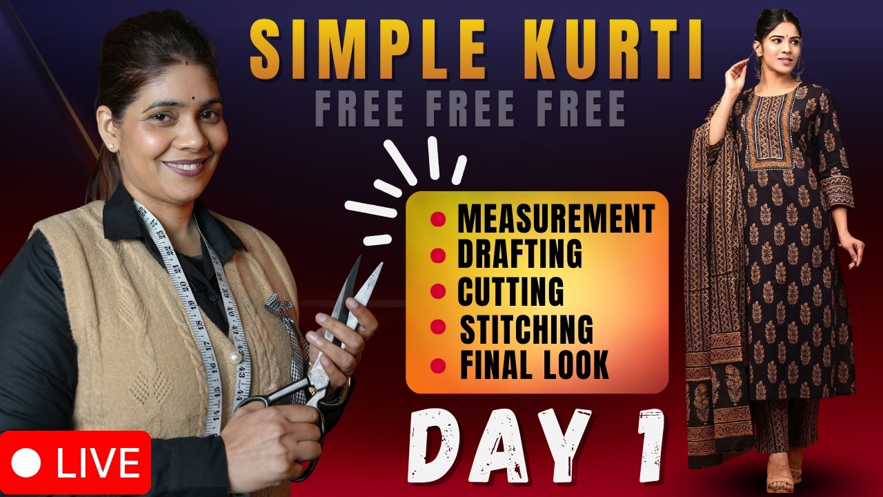 Simple Kurti | Measurement, Drafting, Cutting, Stitching और Final Look | Step by Step