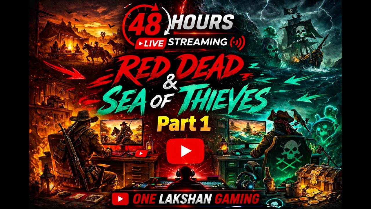 මට පුළුවන්ද පැය 48 LIVE ඉන්න? 🤔🔥 | RDR2 + Sea of Thieves | Part 1| Lakshan Gaming”