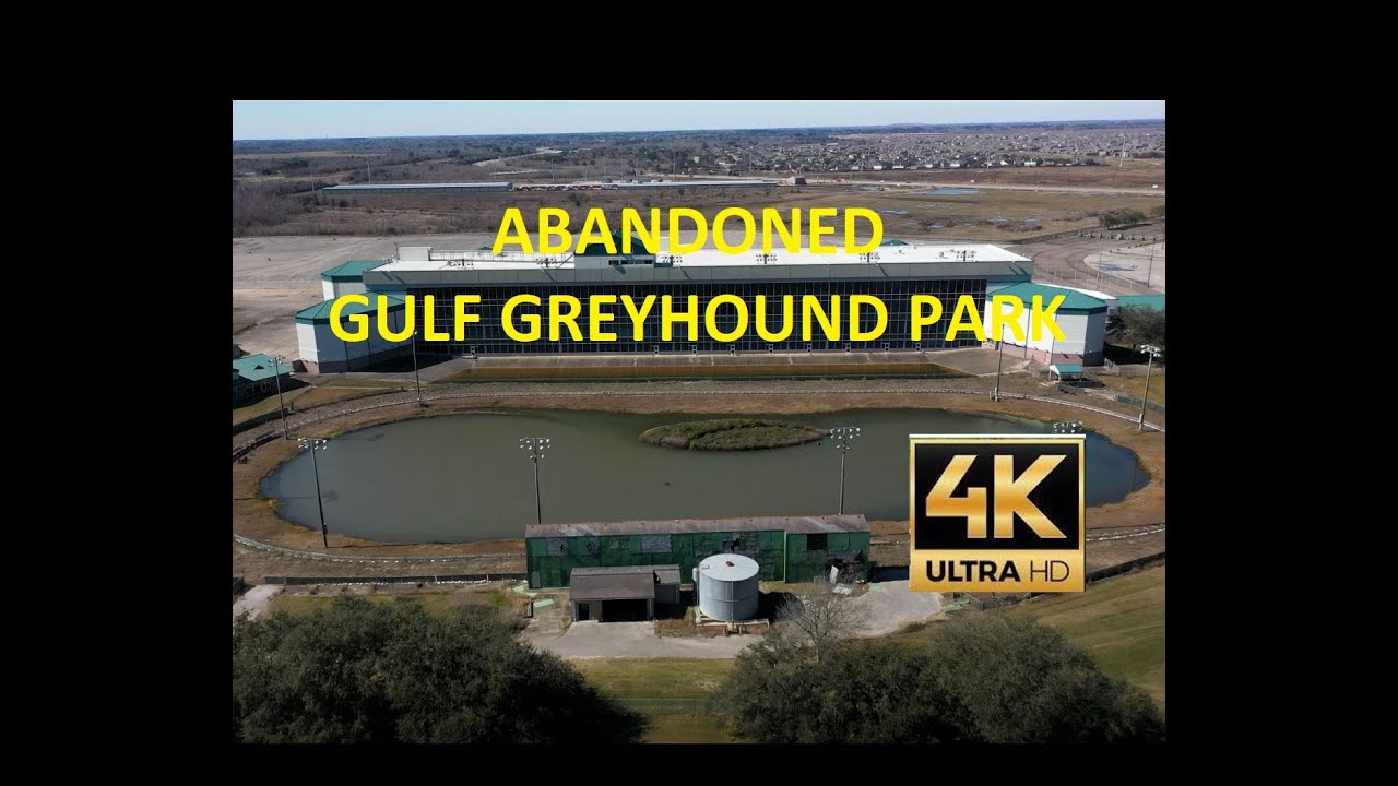 Abandoned dog racing track Gulf Greyhound Park 4K Drone Video