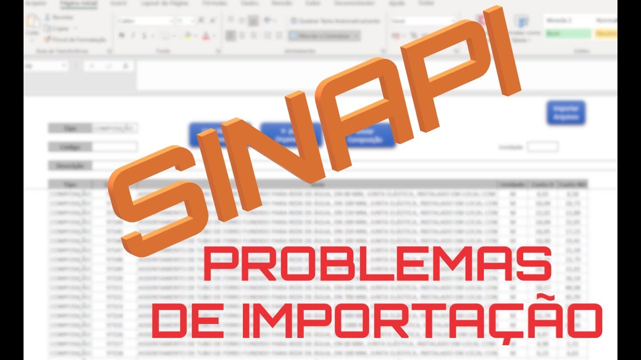 Planilha SINAPI - Problemas de importação!