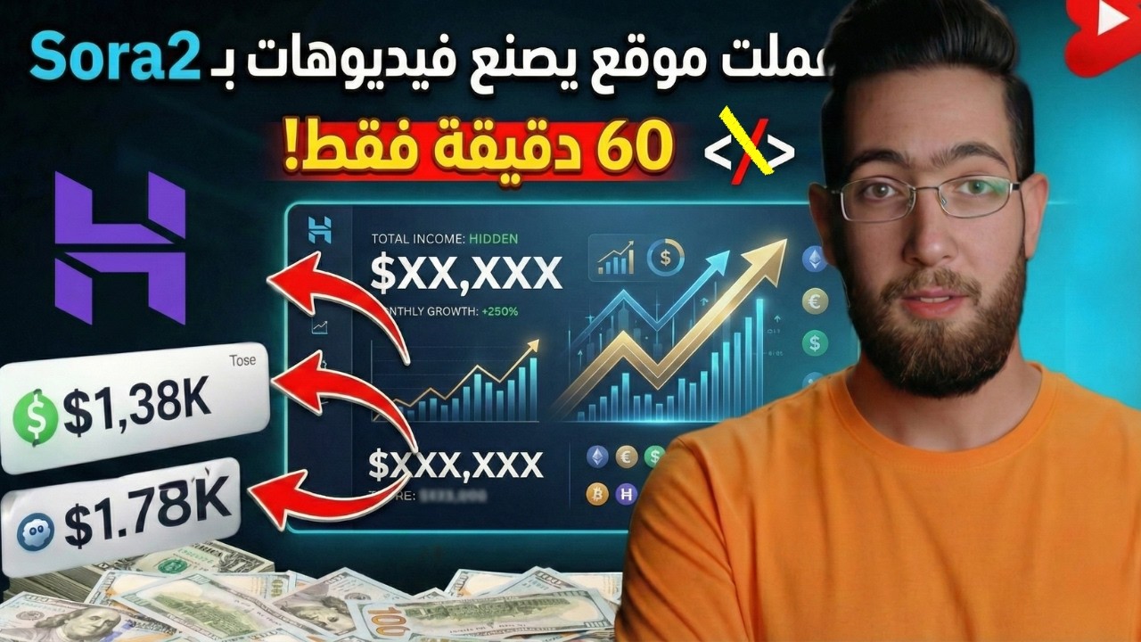 كيف صنعت موقع بالذكاء الاصطناعي يصنع فيديوهات بـ Sora2 خلال 60 دقيقة 💰 فقط!