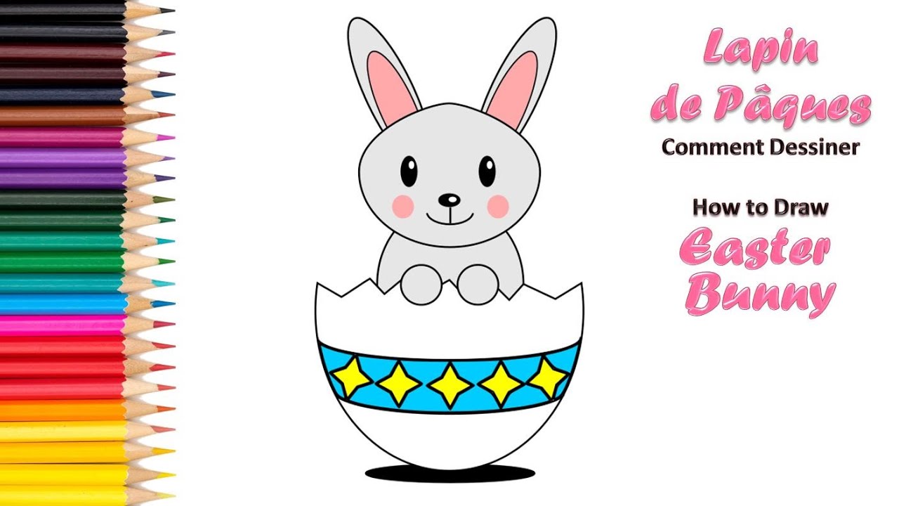 COMMENT DESSINER UN LAPIN DE PAQUES  !  HOW TO DRAW A CUTE EASTER BUNNY